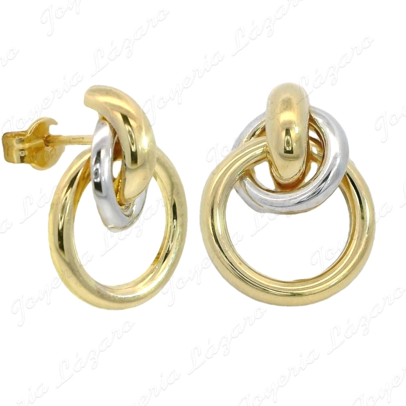 PEND. ORO 18 KTS NUDO BICOLOR 15MM PRESION                                                          