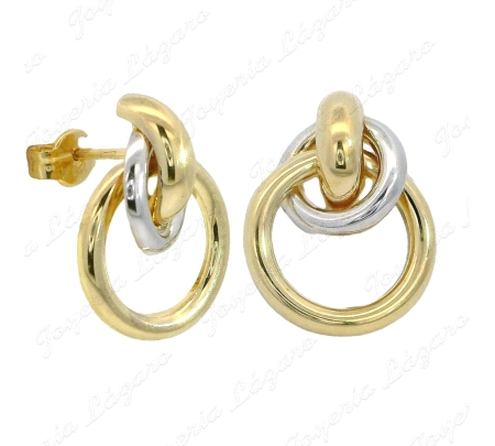 PEND. ORO 18 KTS NUDO BICOLOR 15MM PRESION
