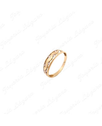 SORTIJA ORO 18KT OCASION ONDA CENTRAL + CIRCONITAS
