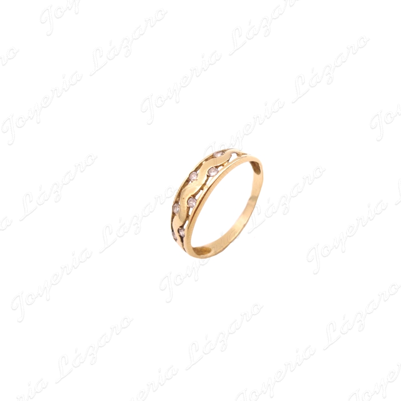 SORTIJA ORO 18KT OCASION ONDA CENTRAL + CIRCONITAS                                                  