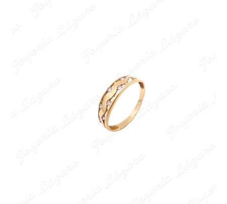 SORTIJA ORO 18KT OCASION ONDA CENTRAL + CIRCONITAS