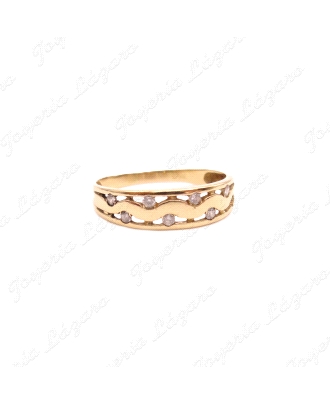 SORTIJA ORO 18KT OCASION ONDA CENTRAL + CIRCONITAS
