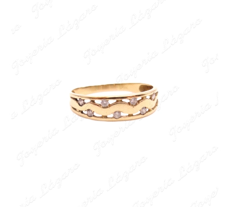 SORTIJA ORO 18KT OCASION ONDA CENTRAL + CIRCONITAS