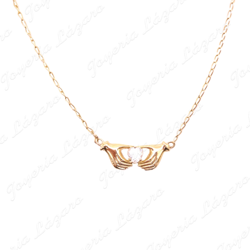 GARGANTILLA ORO 18KT SEMINUEVA MANOS CON CIRCOITA CORAZON                                           