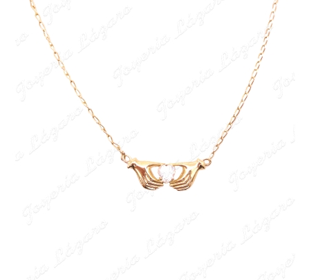 GARGANTILLA ORO 18KT SEMINUEVA MANOS CON CIRCOITA CORAZON