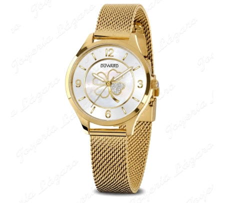 DUWARD RELOJ SRA. ACERO IP DORADO ESFERA PLATA TREBOL                                               