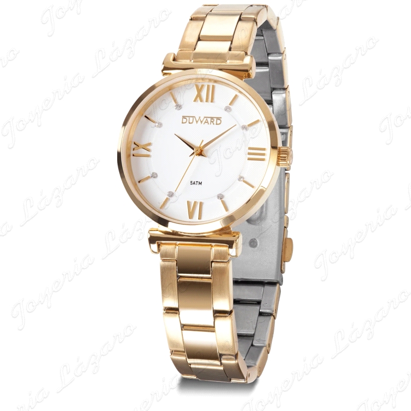 DUWARD RELOJ SRA. ACERO DORADO ESF. BLANCA                                                          