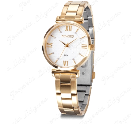 DUWARD RELOJ SRA. ACERO DORADO ESF. BLANCA                                                          