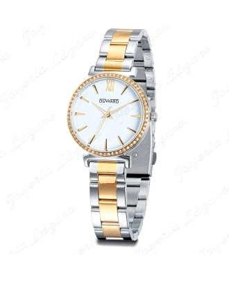 DUWARD RELOJ SRA. ACERO BICOLOR IP DORADO BISEL CIRCONITAS                                          
