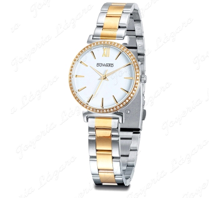 DUWARD RELOJ SRA. ACERO BICOLOR IP DORADO BISEL CIRCONITAS                                          