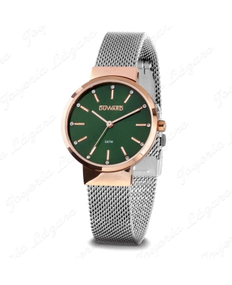 DUWARD RELOJ SRA. ACERO IP ROSA ESFERA VERDE MALLA MILANESA                                         