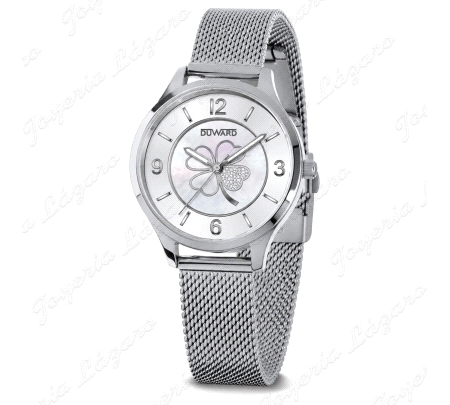 DUWARD RELOJ SRA. ACERO Y MALLA ESFERA PLATA TREBOL                                                 