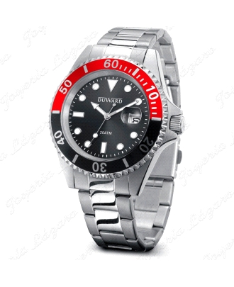 DUWARD RELOJ ACERO BISEL BICOLOR ROJO/NEGRO                                                         