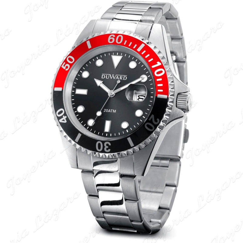 DUWARD RELOJ ACERO BISEL BICOLOR ROJO/NEGRO                                                         