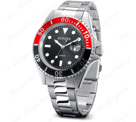 DUWARD RELOJ ACERO BISEL BICOLOR ROJO/NEGRO                                                         