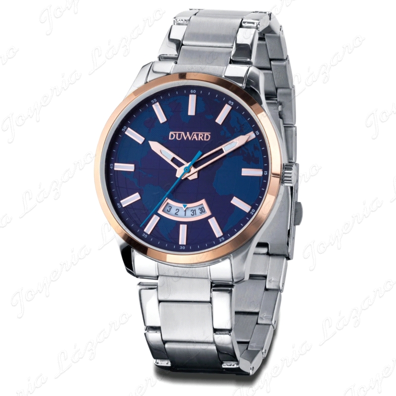 DUWARD RELOJ CABALLERO ACERO BISEL DORADO ESFERA AZUL                                               