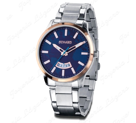 DUWARD RELOJ CABALLERO ACERO BISEL DORADO ESFERA AZUL                                               