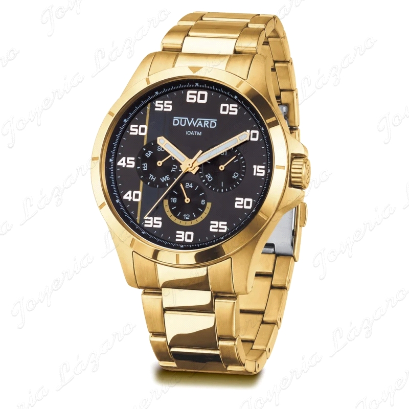 DUWARD RELOJ ACERO IP DORADO MULTIFUNCION 10ATM                                                     