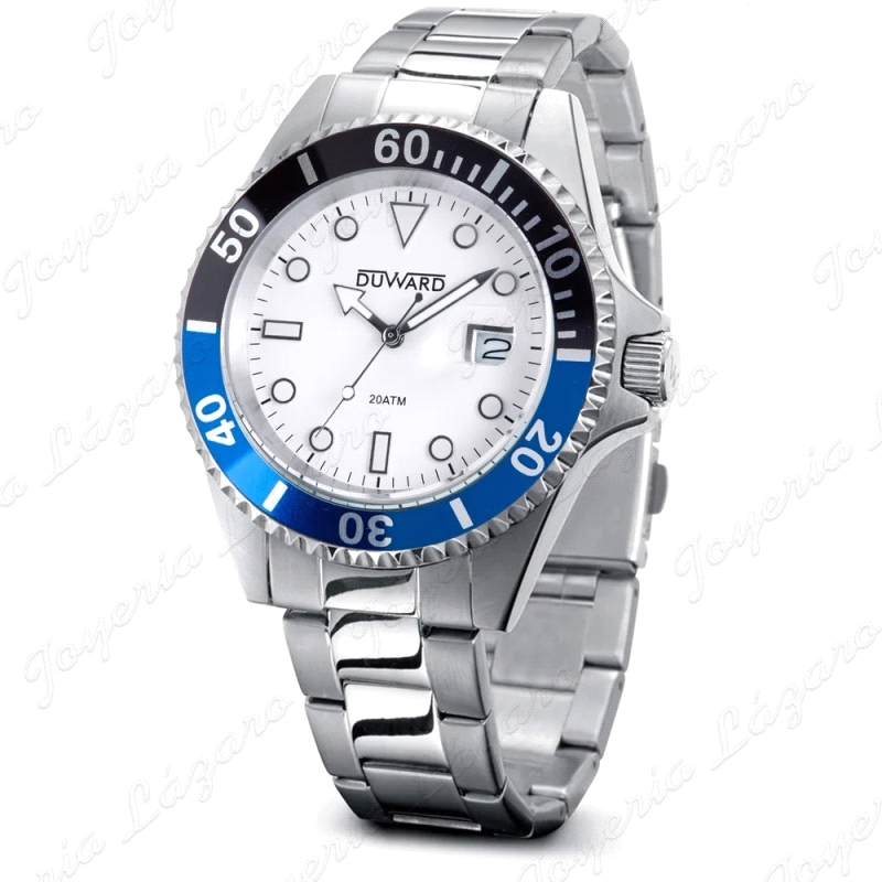 DUWARD RELOJ CABALLERO ACERO BISEL NEGRO Y AZUL                                                     