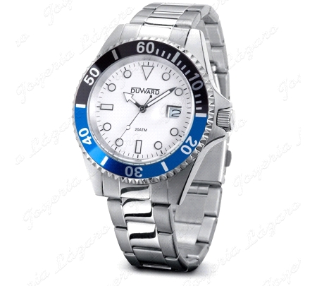 DUWARD RELOJ CABALLERO ACERO BISEL NEGRO Y AZUL                                                     