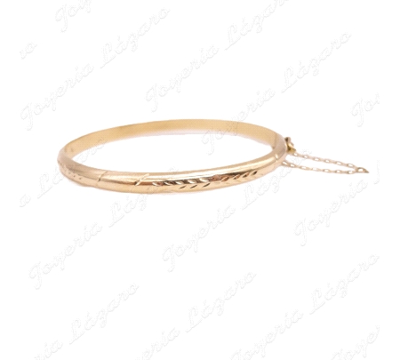 PULSERA 1/2 CAÑA ORO 18KT SEMINUEVA 59MM DIAMETRO X 4.8MM+CAD. SEGURID