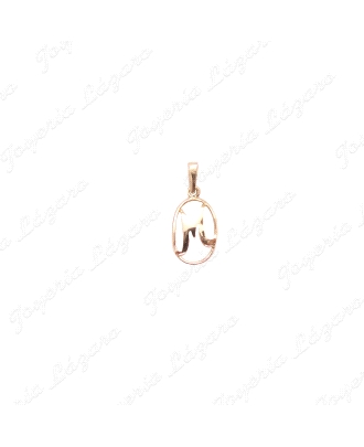 COLGANTE ORO 18KT OCASION LETRA M CERCO OVAL 18MM