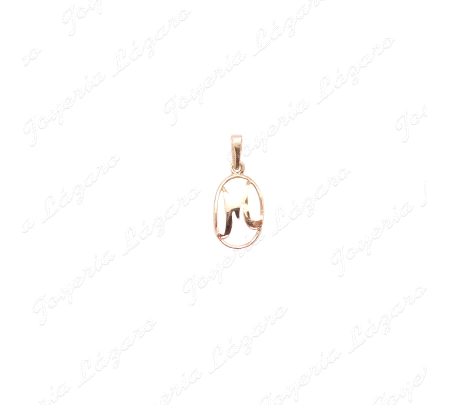 COLGANTE ORO 18KT OCASION LETRA M CERCO OVAL 18MM