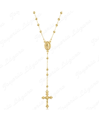 ROSARIO PLATA CAHAPAO ORO, BOLAS 3MM 69CM TOTAL                                                     