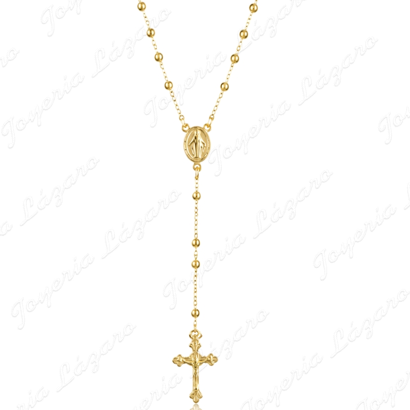 ROSARIO PLATA CAHAPAO ORO, BOLAS 3MM 69CM TOTAL                                                     