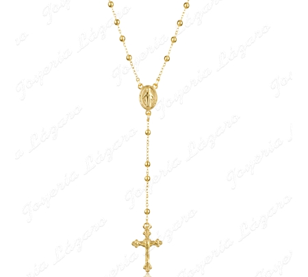 ROSARIO PLATA CAHAPAO ORO, BOLAS 3MM 69CM TOTAL                                                     