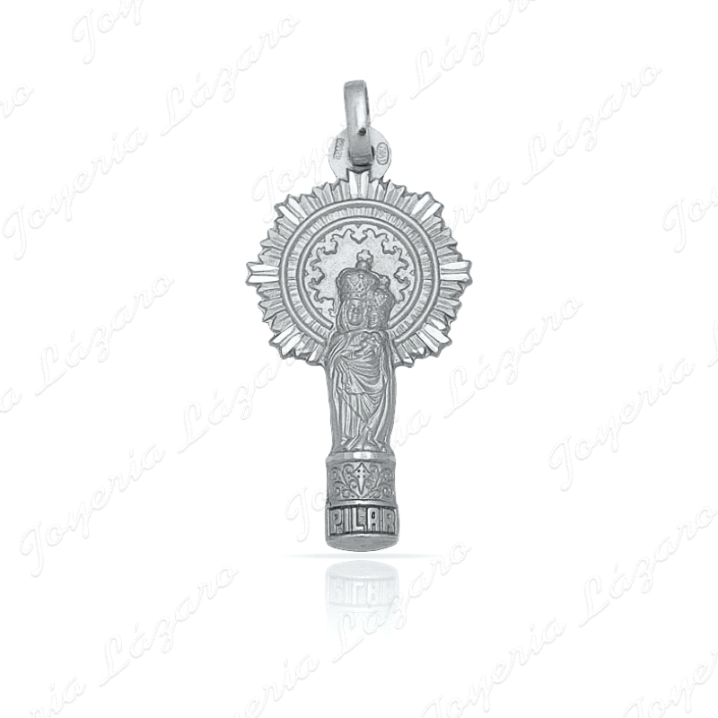 MEDALLA PLATA VIRGEN DEL PILAR SILUETA 12X23MM                                                      