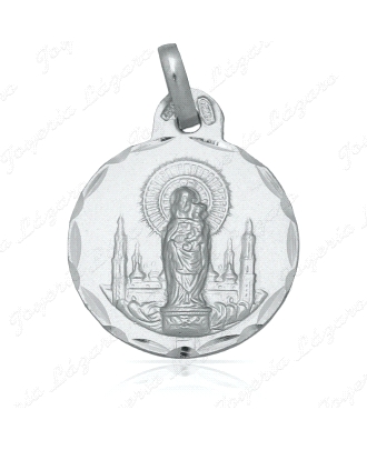 MEDALLA PLATA VIRGEN DEL PILAR 19MM FONDO CATEDRAL                                                  