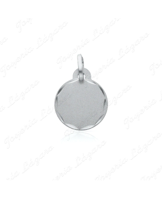 MEDALLA PLATA DISCO PARA GRABAR,  FILO TALLADO 13MM                                                 