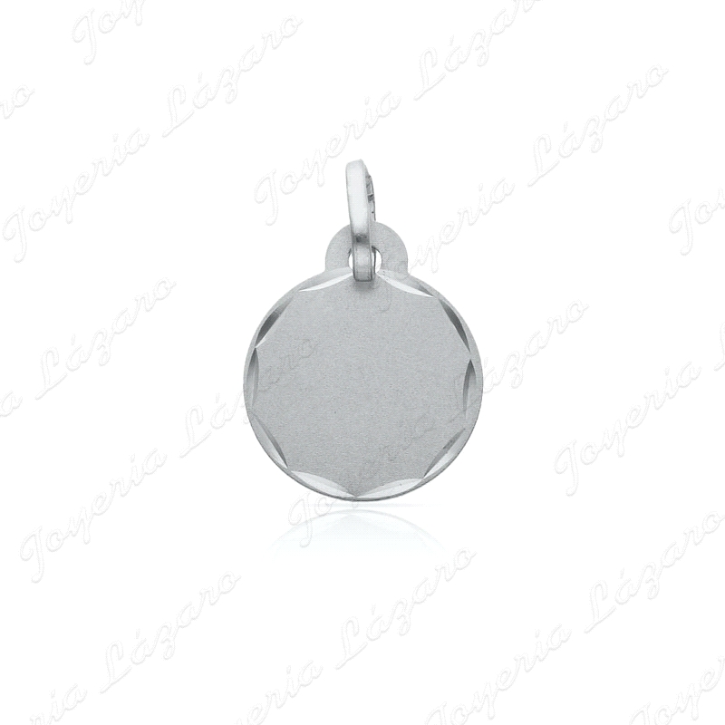MEDALLA PLATA DISCO PARA GRABAR,  FILO TALLADO 13MM                                                 