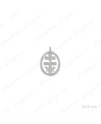 CRUZ DE CARAVACA PLATA OVAL SIN ASA CERCO CIRCO. 18MM                                               
