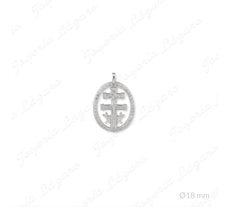 CRUZ DE CARAVACA PLATA OVAL SIN ASA CERCO CIRCO. 18MM                                               