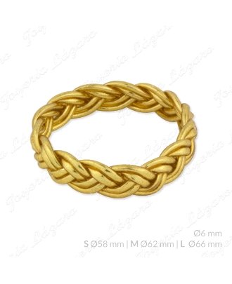 PULSERA ARO TRENZADO DOBLE15mm PAN DE ORO                                                           