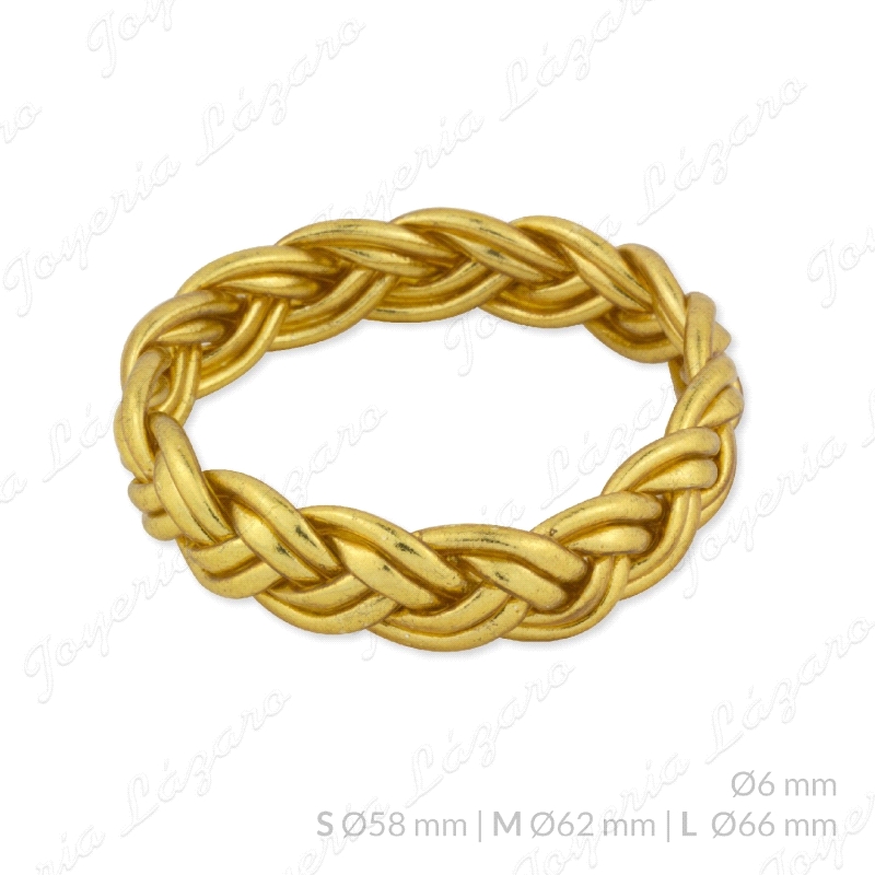 PULSERA ARO TRENZADO DOBLE15mm PAN DE ORO                                                           