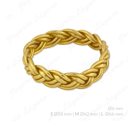 PULSERA ARO TRENZADO DOBLE15mm PAN DE ORO                                                           