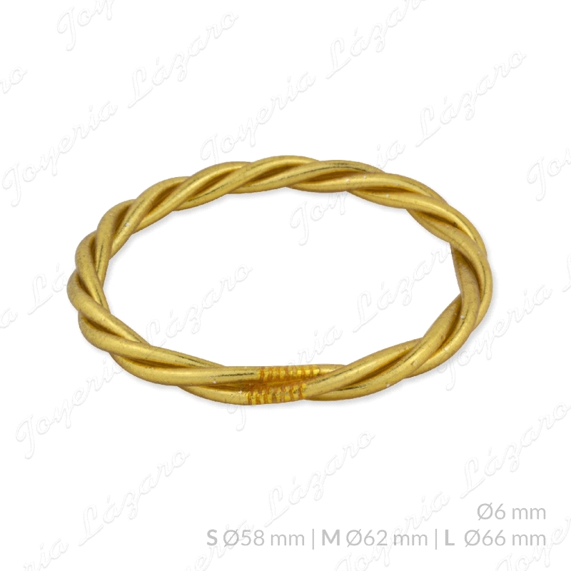 PULSERA ARO TRENZADO PAN DE ORO 6mm                                                                 