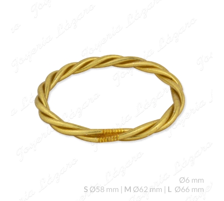 PULSERA ARO TRENZADO PAN DE ORO 6mm                                                                 