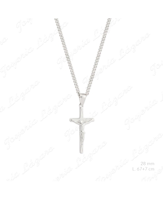 COLLAR ACERO BARBADA 2mm CRUZ CRISTO 16X31mm                                                        