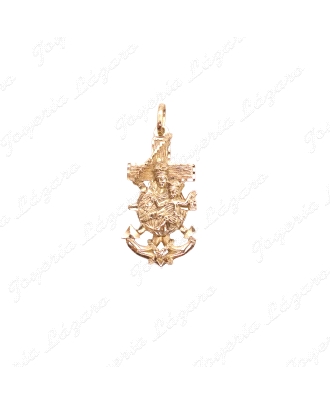 CRUZ ORO 18KT OCASION MARINERA VIRGEN DEL CARMEN +ANCLA 20X36mm                                     