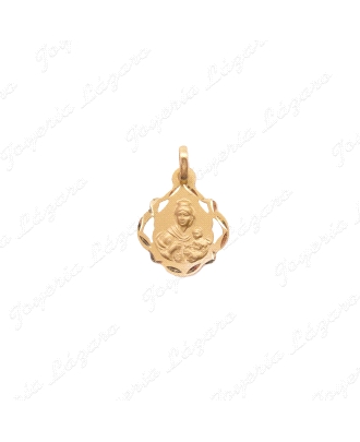 MEDALLA ORO 18 KTS VIRGEN DEL CARMEN 16mm CALADA CON FORMA                                          