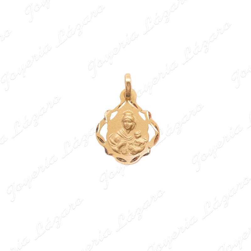 MEDALLA ORO 18 KTS VIRGEN DEL CARMEN 16mm CALADA CON FORMA                                          