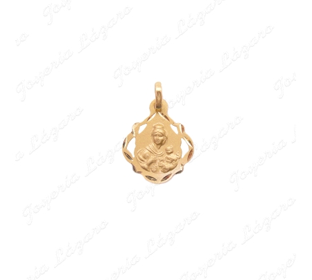 MEDALLA ORO 18 KTS VIRGEN DEL CARMEN 16mm CALADA CON FORMA