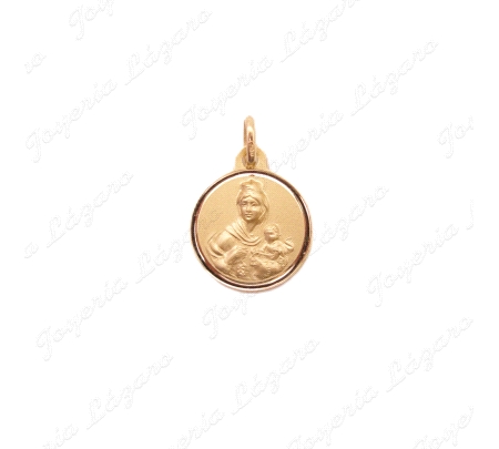 MEDALLA ORO 18 KTS VIRGEN DEL CARMEN 14MM FILO LISO