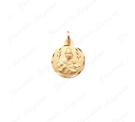 MEDALLA ORO 18 KTS VIRGEN DEL CARMEN 14MM FILO TALLADO