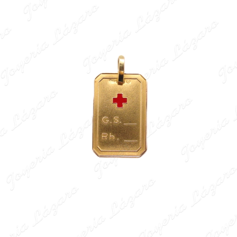 PLACA ORO 18 KTS G.S.+Rh CRUZ ROJA 27X26mm                                                          