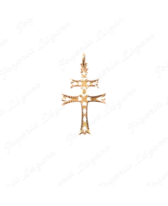 CRUZ DE CARAVACA ORO 18 KTS  SENCILLA CALADA 19X30mm                                                